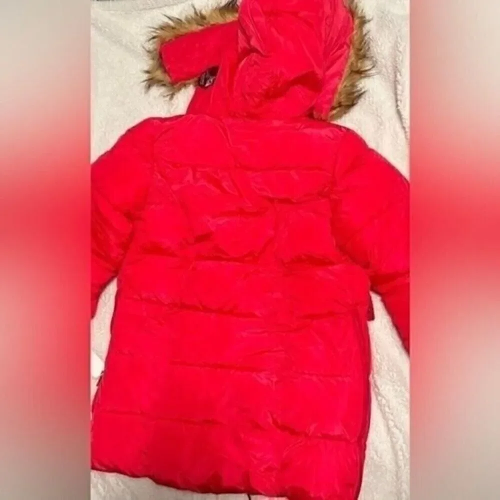 New DKNY Big Girls Long Puffer Jacket Fuschia size 16